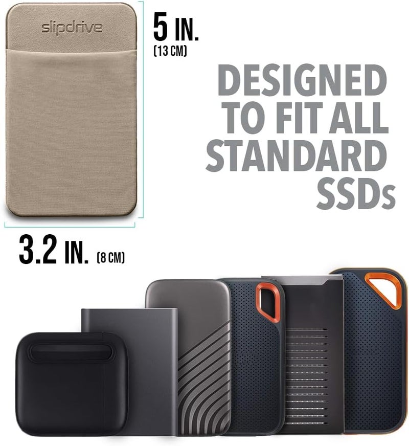 Slipdrive حافظة قرص صلب محمولة للكمبيوتر المحمول - قرص صلب SSD - لاصق قابل لإعادة الاستخدام - 5 بوصة × 3.2 بوصة - حقيبة حمل خارجية للقرص الصلب - حقيبة سفر جيب (صغيرة، حجر رملي) - Image 2